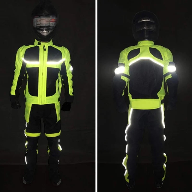 Motorcycle Racing Suit Waterproof and Breathable Motorcycle Riding Suit Reflective with Removable Lining Protective Equipment