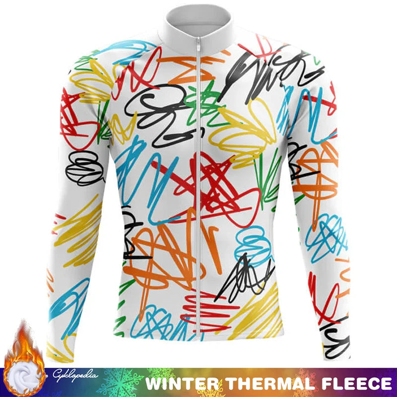 Cycling Clothing Man Thermal Fleece Jersey Winter Long Sleeve Men Men's Clothes Mens Uniform Outfit Retro Biking Cycle Bike Road