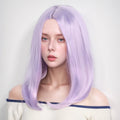 Short Straight Hair Wig with Inward Curls and Middle Parting in Light Purple for Women's Outfits. Soft Synthetic, Heat-Resistant, and Durable. Suitable for Daily Wear, Outfits, and Parties. Cosplay Wig, Party Supplies, Hair S