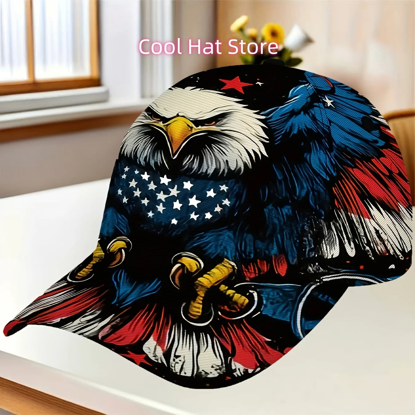 American Flag Eagle Printed Baseball Cap, Patriotic Pattern Hat,  Street-style Cap, Unisex, Adjustable Size, Suitable for Daily