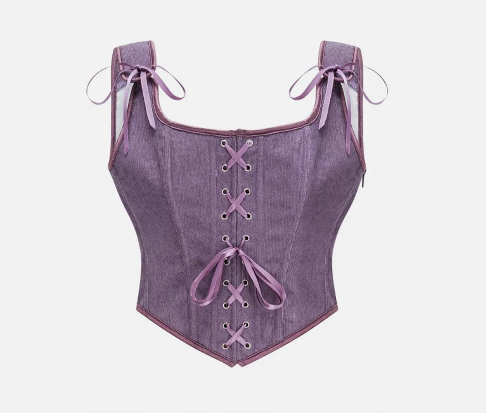 Women Renaissance Corset Front Lace Up U Back Bodice Corsets Victorian Bustier