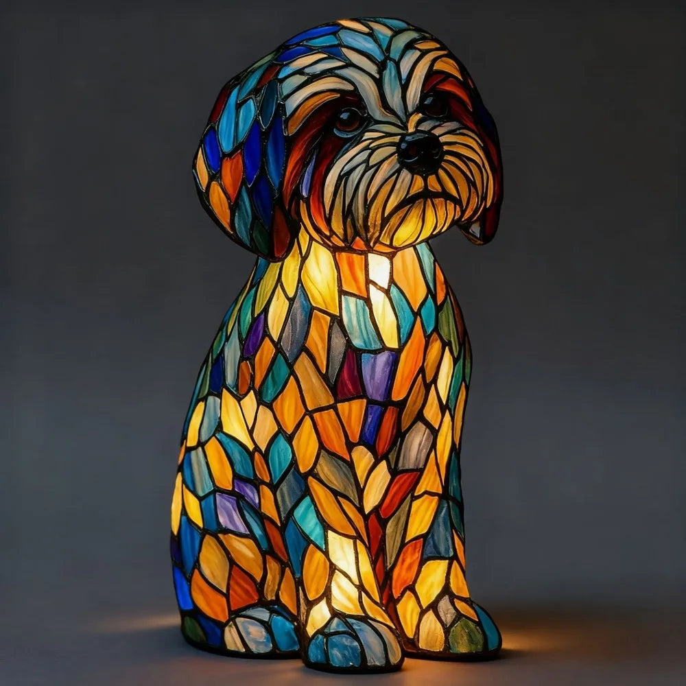 LED Night Light Glowing Dog Series Artistic Animal Statues French Bulldog Labrador Retriever Golden Retriever Resin Ornaments