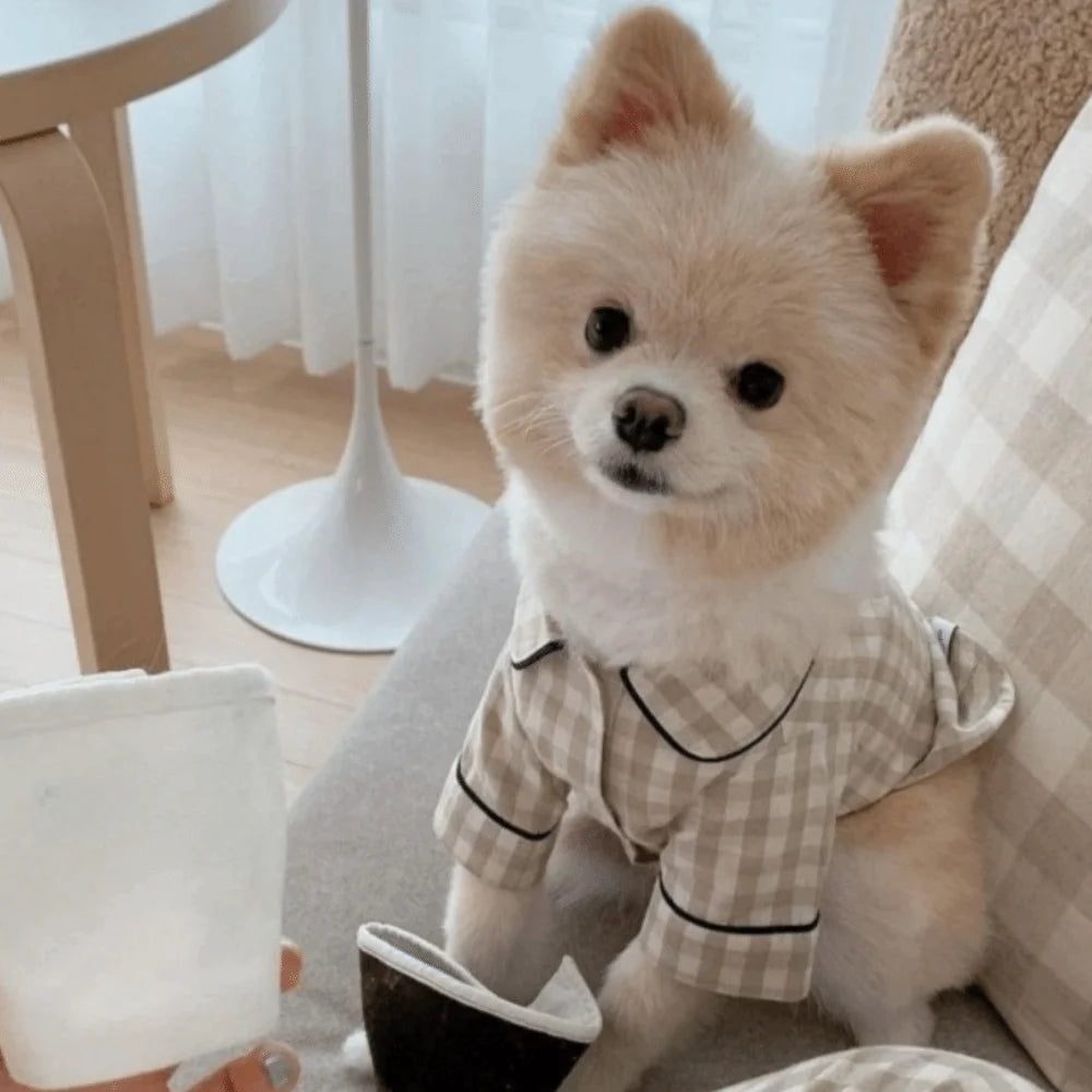 Pet Decoration Comfortable Ins Plaid Shirts Pet Clothing Elegant Fashion Dogs Pajamas Costume Cute Cat Dog Clothes Proposal