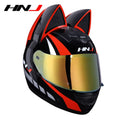Capacete Casque Moto Motorcycle Full Face Helmet Women Moto Ear Helmets Personality Motorbike Helmet Cat Ear Helmet Motocross