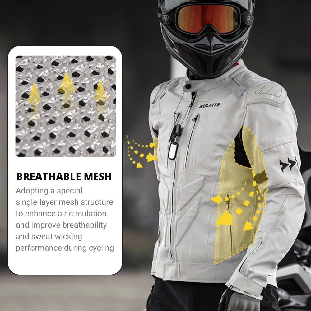 Summer Breathable Motorcycle Jacket Road Racing Clothing  Motorcycle Equipment Built-in Chest Protection New