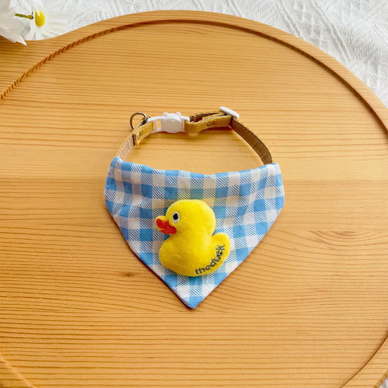 Dog Drool Bib Collar Pet Triangle Bib Cat Cartoon Bib Plaid Cute Outfit Dog Accessories For small Dogs