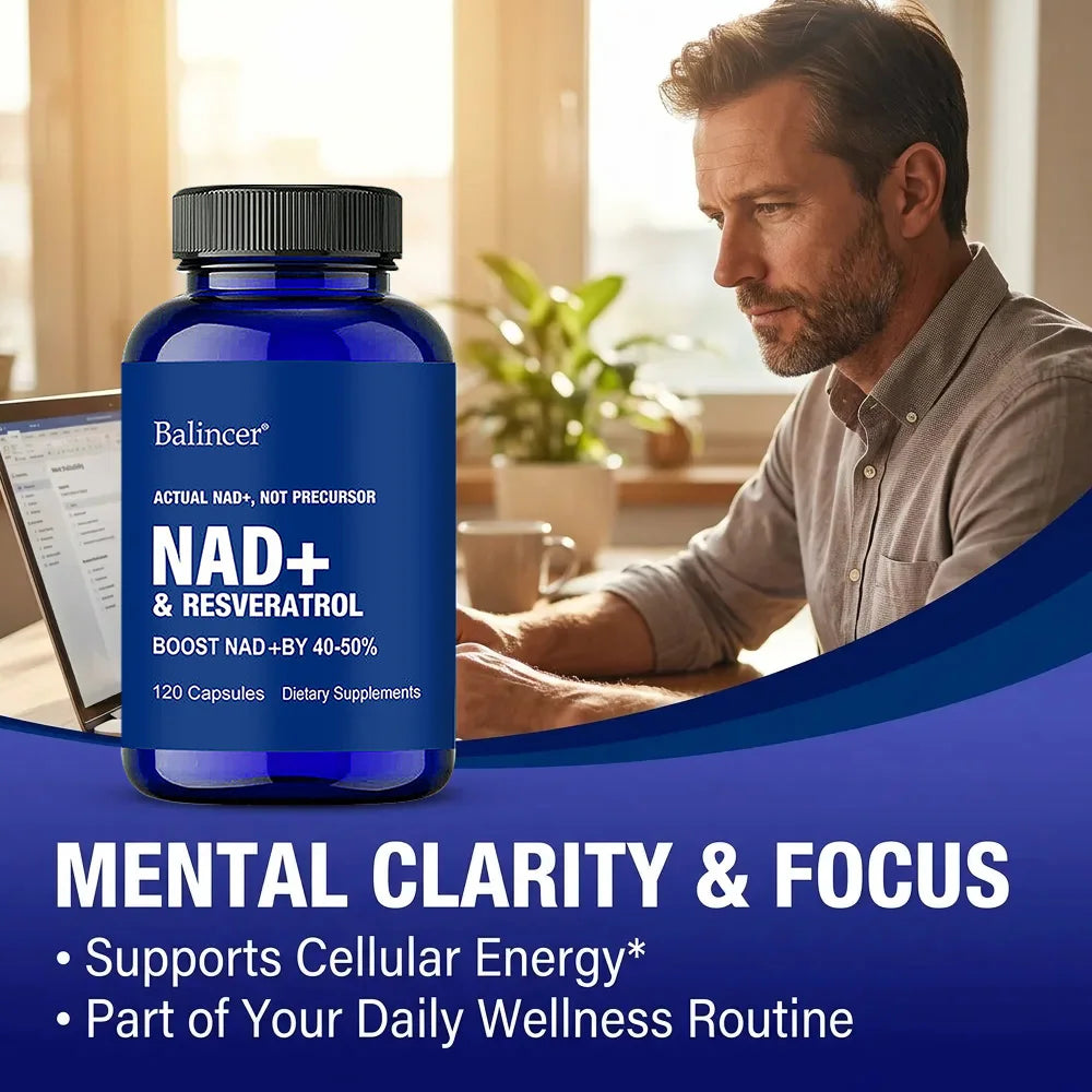 Resveratrol NAD+ Supplement - Support Cellular Health, Stamina & Healthy Aging, Supports DNA Repair and Healthy Metabolism