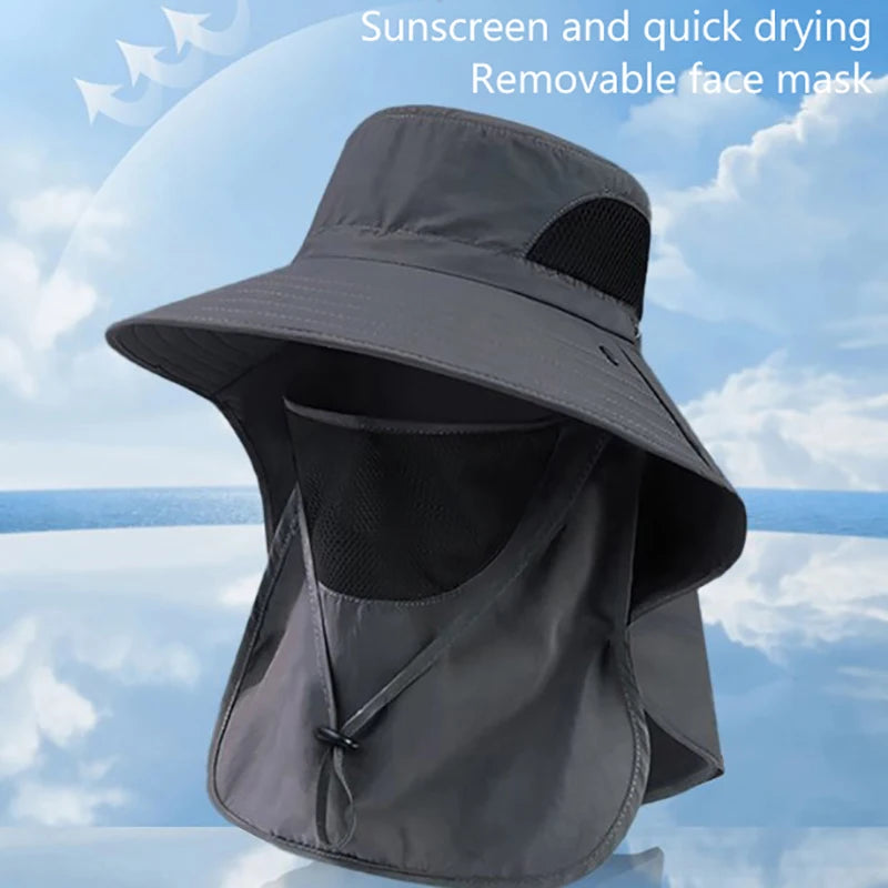 Outdoor Hunting Fishing Cap For Men Women Hiking Camping Visor Bucket Hat Neck Flap Fisherman Hat Summer Sun Hats UV Protection