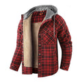 Winter Men Plaid Fleece Shirts Coats Mens Hooded Casual Shirts Man Sport Outdoor Loose Shirt Jacket Men Button Down Hoodie Shirt