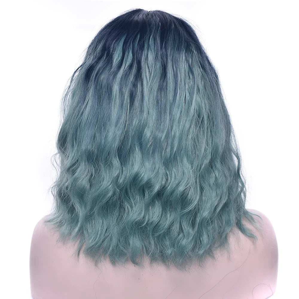 Synthetic Wig Short Kinky Curly Hair Pink Gray Blonde Ombre Hair for Women Party Cosplay Wigs Pelucas