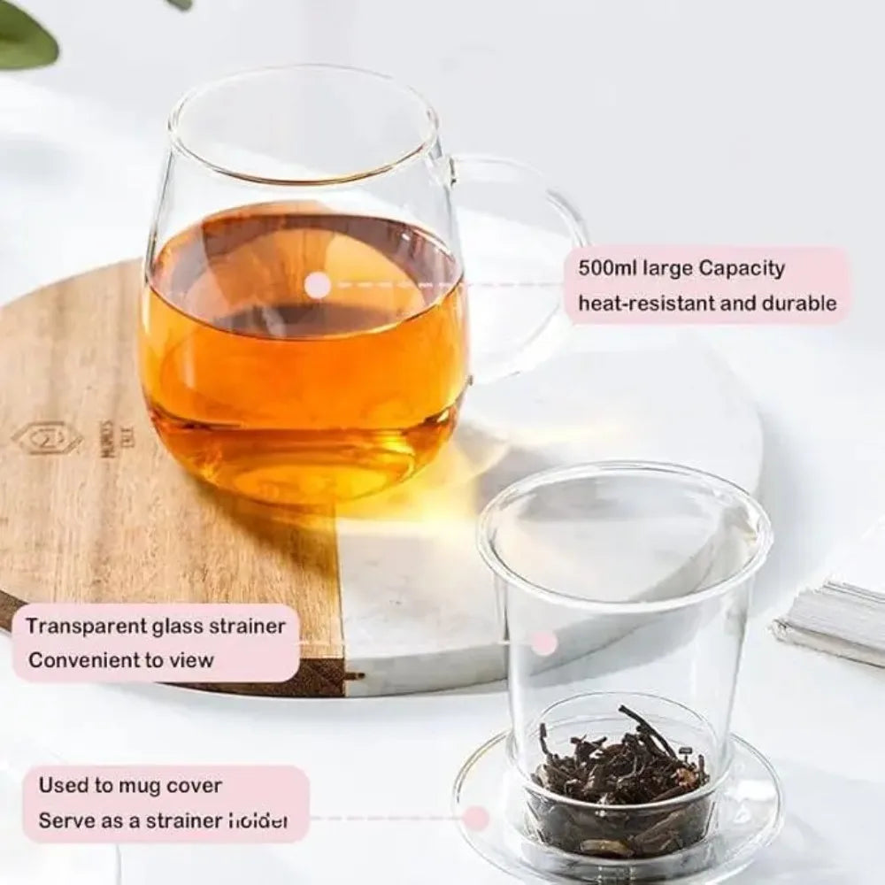 1pc Transparent Teacup with Filter Multi-Purpose Brewings Tea Cup High Borosilicate Milk Mug Household Drinking Coffee Cup