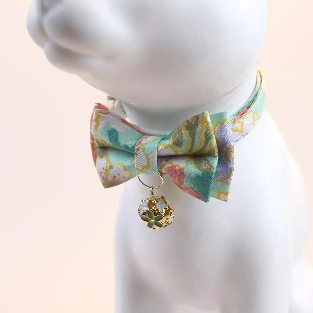 Cute Cat Collar with Bow Tie Cute Plaid Pattern Dog Collar with Bow tie and Durable Buckle Collar for Small Medium Pet