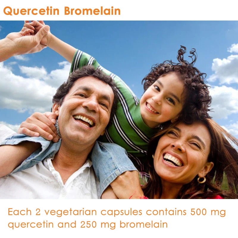 Quercetin Bromelain, Immune Support, Heart, Joint & Respiratory Health, Non-GMO, Vegan Capsules