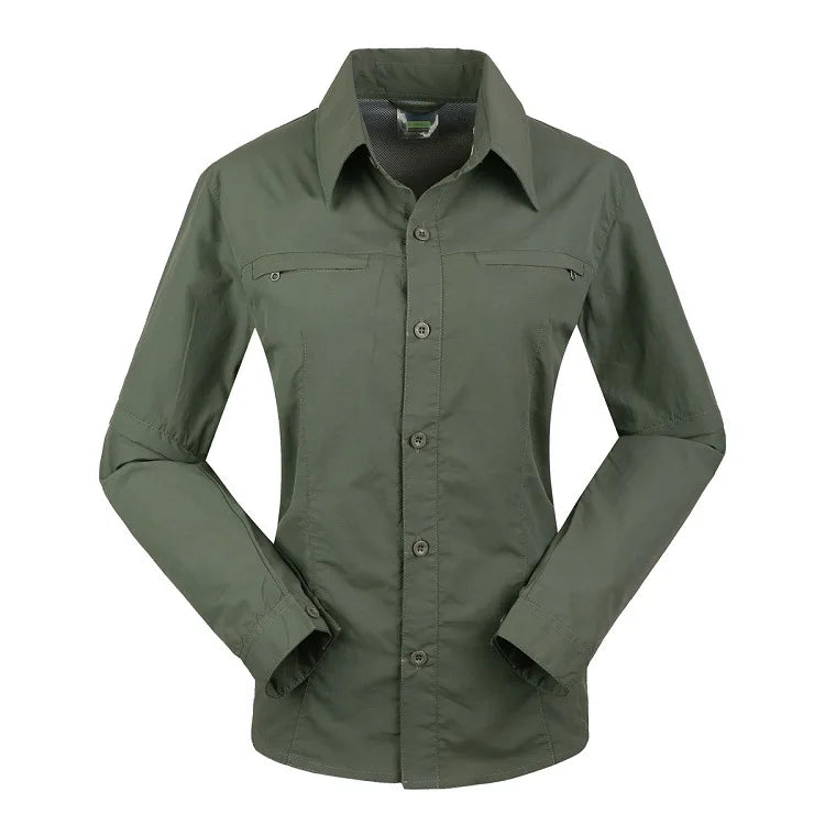 Women Quick Dry Outdoor Shirt Removable Hiking Camping Shirt Pants Summer Breathable Hunting&Climbing Shirt Trousers