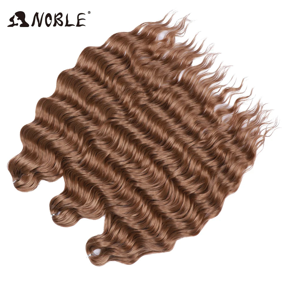 Noble 24 Inch Synthetic Hair Water Wave Braiding Hair Extensions Ombre Rainbow color Deep Wave Curl Twist Crochet Hair Extension