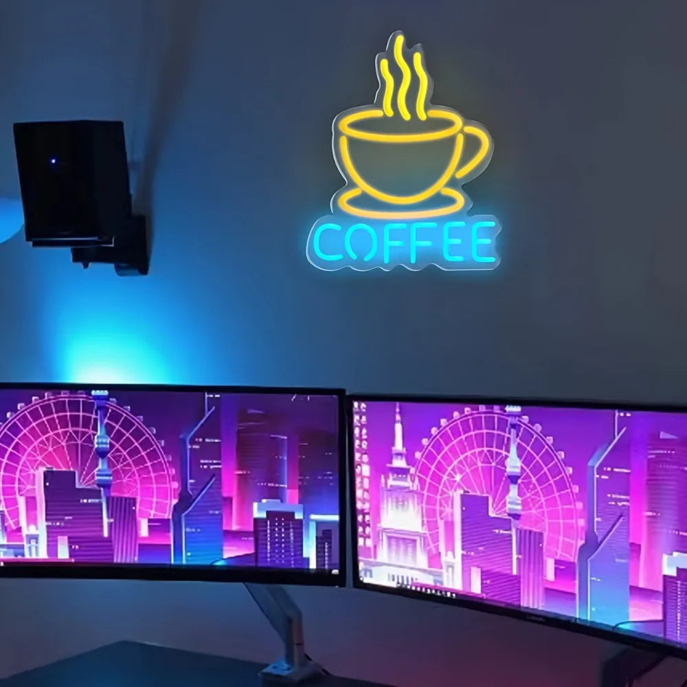 Coffee Neon Light, Tabletop/Wall Decor, Vintage Cafe Ambiance for Home, Office, Parties, for Coffee Lovers Gift, Home Decoration