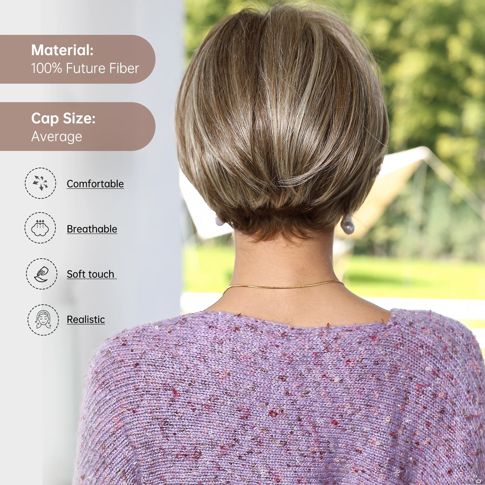 MONO Lace Frontal Synthetic Wigs Short Straight Bob Wig Highlight Gray Brown Blonde Mixed Wig for Women Daily wig Hear Resistant