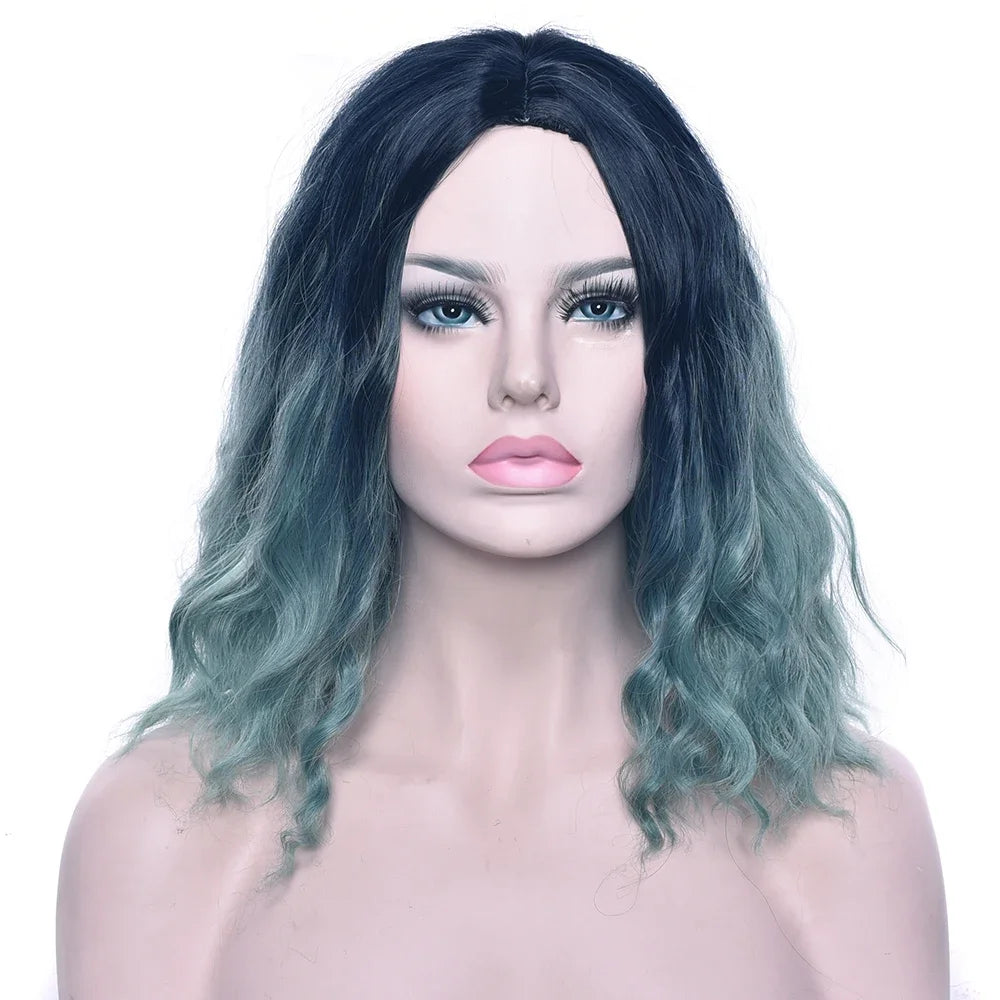 Synthetic Wig Short Kinky Curly Hair Pink Gray Blonde Ombre Hair for Women Party Cosplay Wigs Pelucas