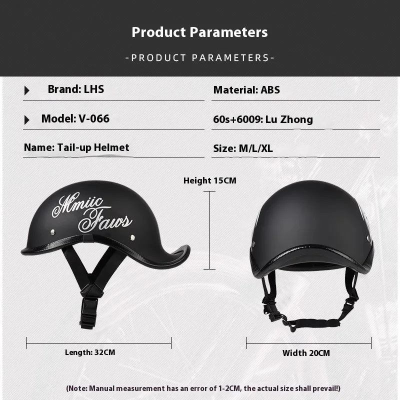 Motorcycle Helmet — Retro Street-Style Helmet All-Season Use Unisex Street Riding Protective Gear Safety Protective Equipment