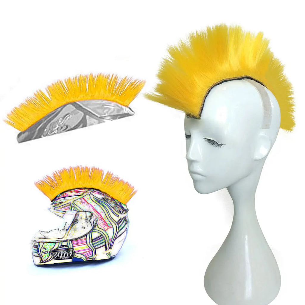 Helmet Mohawk Synthetic wig Decorative Riding Helmet Wig Adhesive Mohawk for Motorcycle Bicycle Ski lmost Helmet Accessories