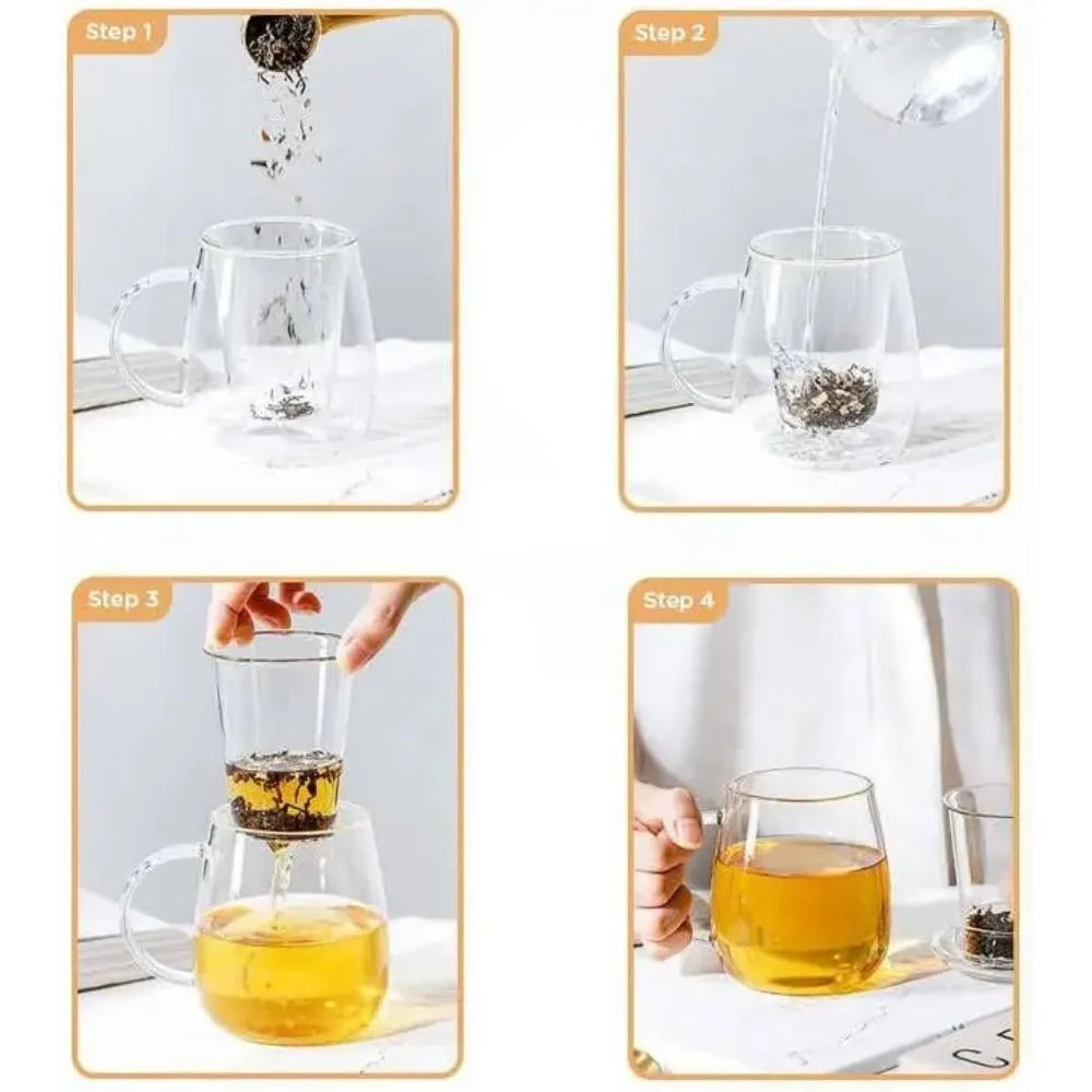 1pc Transparent Teacup with Filter Multi-Purpose Brewings Tea Cup High Borosilicate Milk Mug Household Drinking Coffee Cup
