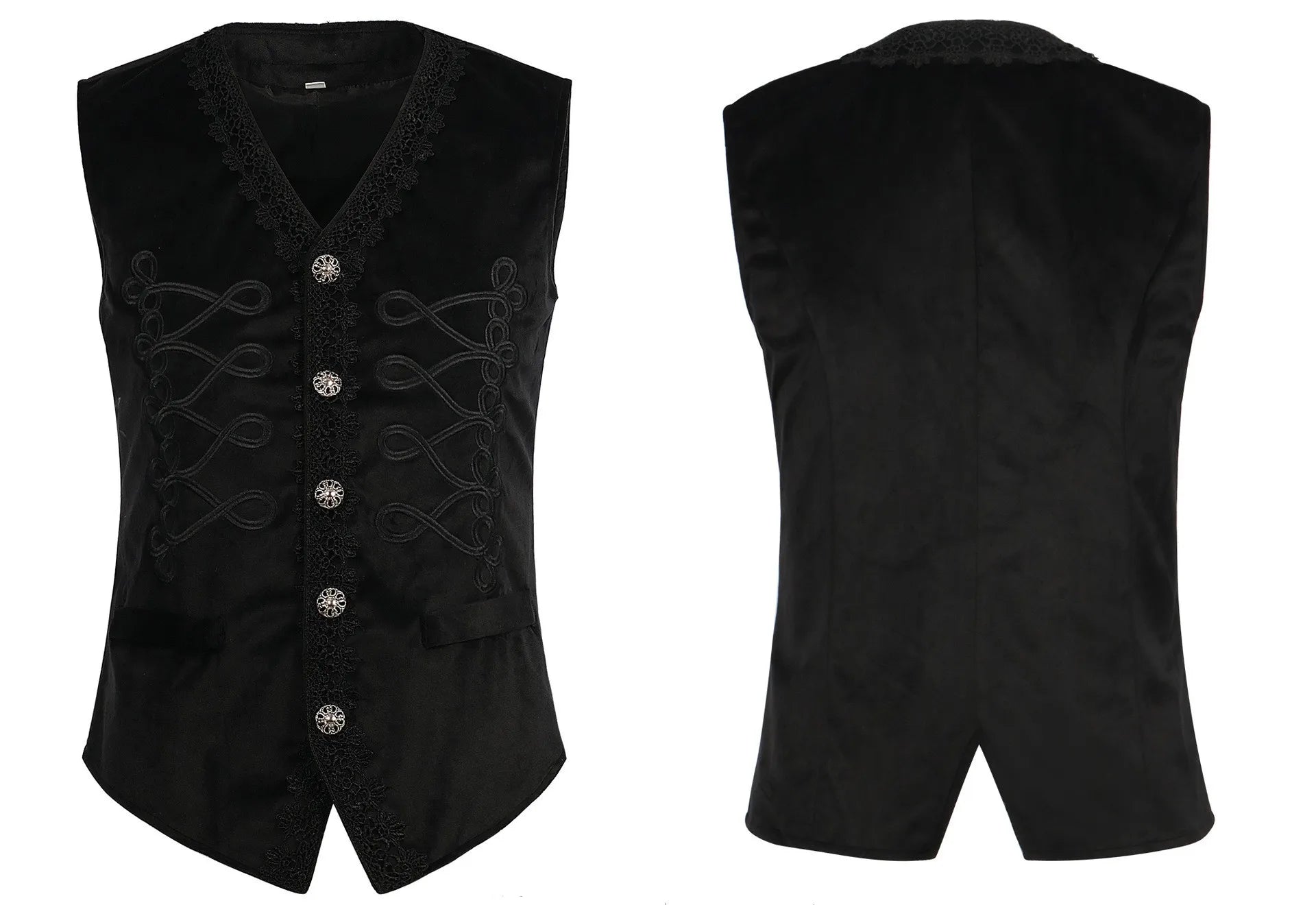 Medieval Men's Gothic Jackets Vintage Jacquard Waistcoats Steampunk Cosplay Costumes Double Breasted Slim Tuxedo Vests Tops Male