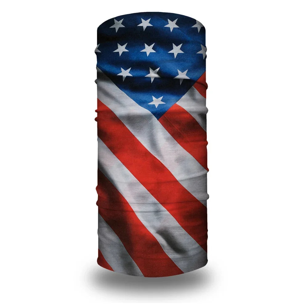 American Flag Tube Bandana Turbans Headwrap for Women Men Wind Dustproof Neck Gaiter Balaclava Seamless Multifunctional Headband