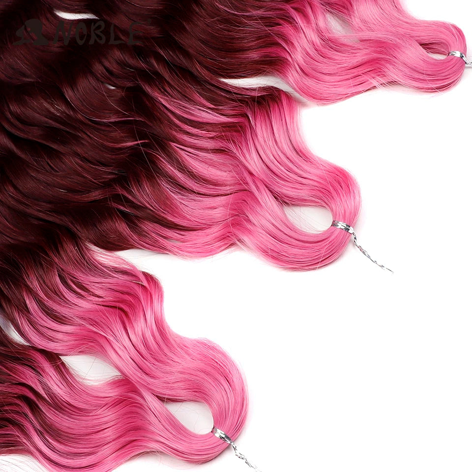 Noble 24 Inch Synthetic Hair Water Wave Braiding Hair Extensions Ombre Rainbow color Deep Wave Curl Twist Crochet Hair Extension