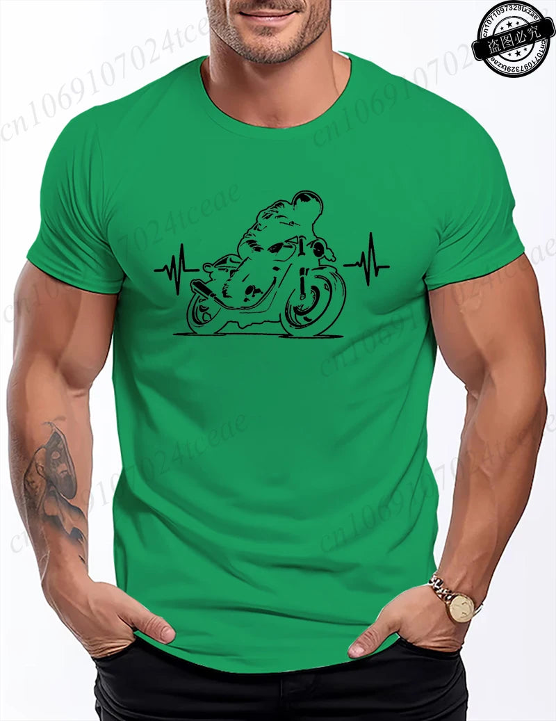 Motorcycle Racing Leisure T Shirt Men Clothing Short Sleeve Casual Top Tees Biker Motorcyclist Print Men Women T-Shirt Clothing