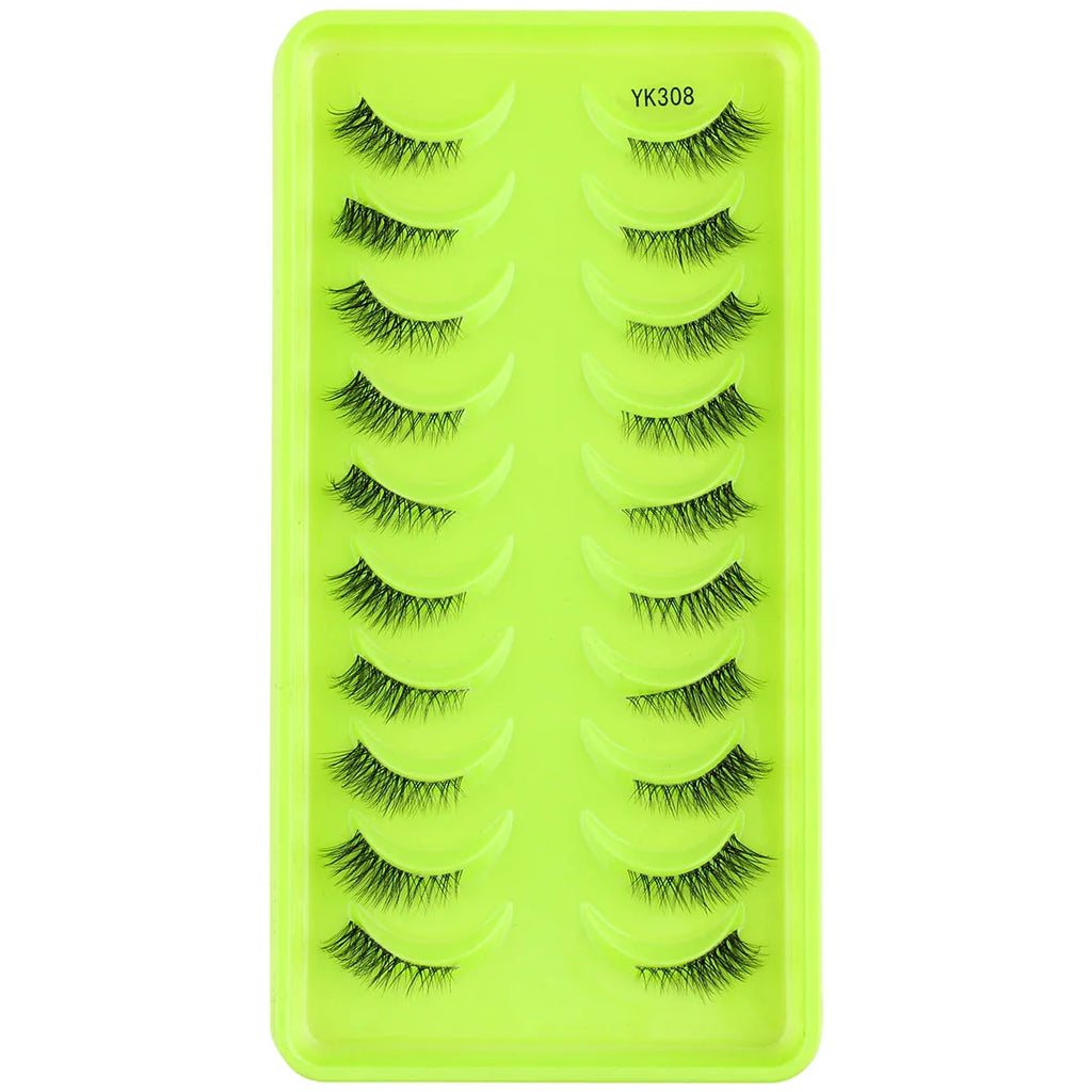 New Half Eyelashes 3D Cat Eye Lashes Clear Stem False Lashes