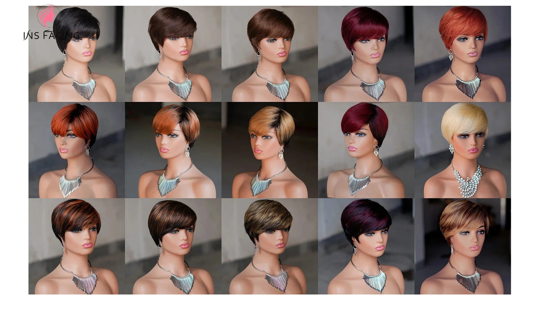 INS FACIN Short Bob Wigs None Lace Front Brazilian Remy Human Hair Wigs with Bangs Kinky Curly Wigs for Women 180% Density