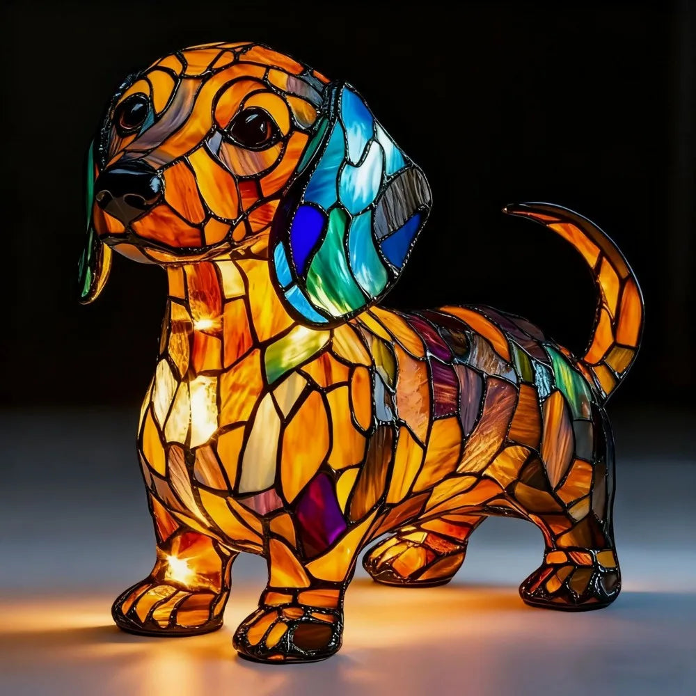 LED Night Light Glowing Dog Series Artistic Animal Statues French Bulldog Labrador Retriever Golden Retriever Resin Ornaments