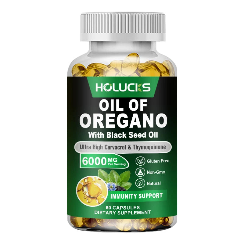 Pure Oil of Oregano Supplement, for Sinus Relief, Allergies & Healthy Immune Response, Respiratory & Gut Health, GMP Certified