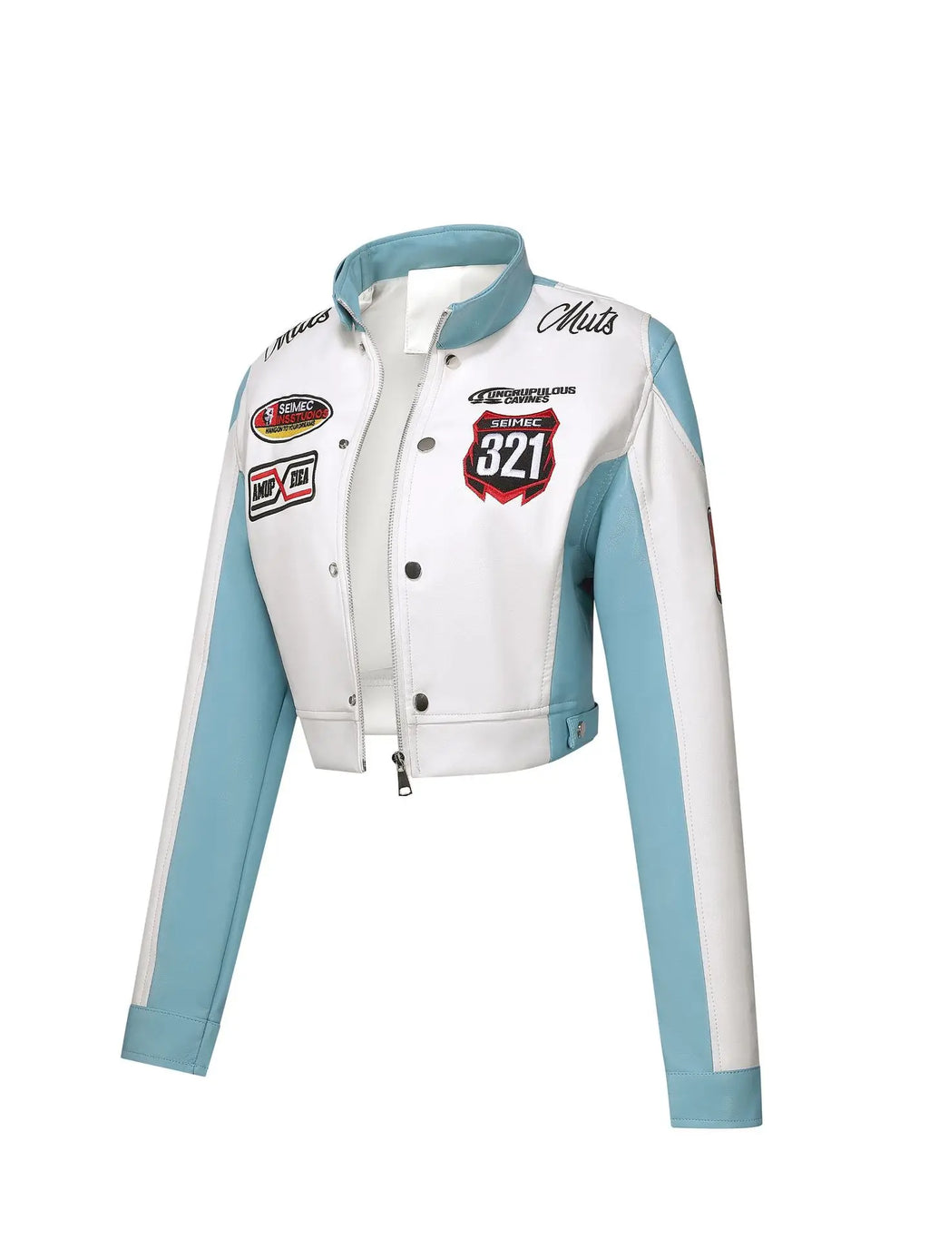 High Quality Soft Embroidery Biker Jacket for Women Cool Short PU Leather Jackets Streetwear Bomber Coats Racing Women Clothing