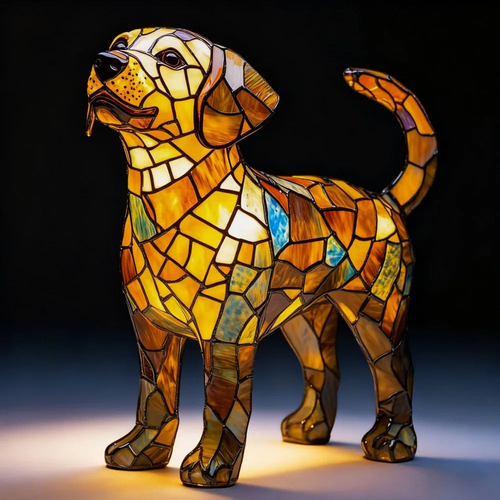 LED Night Light Glowing Dog Series Artistic Animal Statues French Bulldog Labrador Retriever Golden Retriever Resin Ornaments