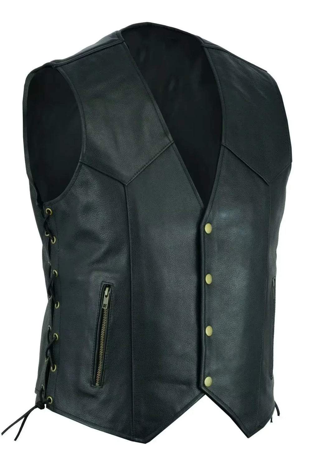 Vest Leather Punk Fashion Casual Coat Motorcycle Vest Men Solid Vest Fleet