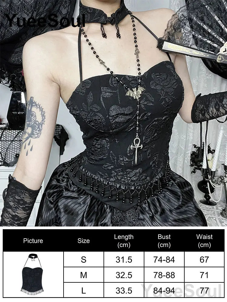 Gothic Crop Tops Black Lace Mesh Tanks Tops 2026 New Y2K Goth Punk Grunge Fairy Core Sexy Y2K Halloween 2000s Women Clothing