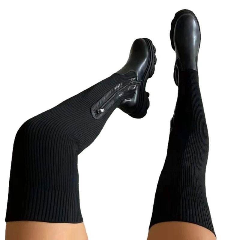 2025 Winter Shoes Women Socks Boots Fashion Over The Knee Thigh High Boots for Woman Plus Size Platform Shoes Sexy Zapatos Mujer