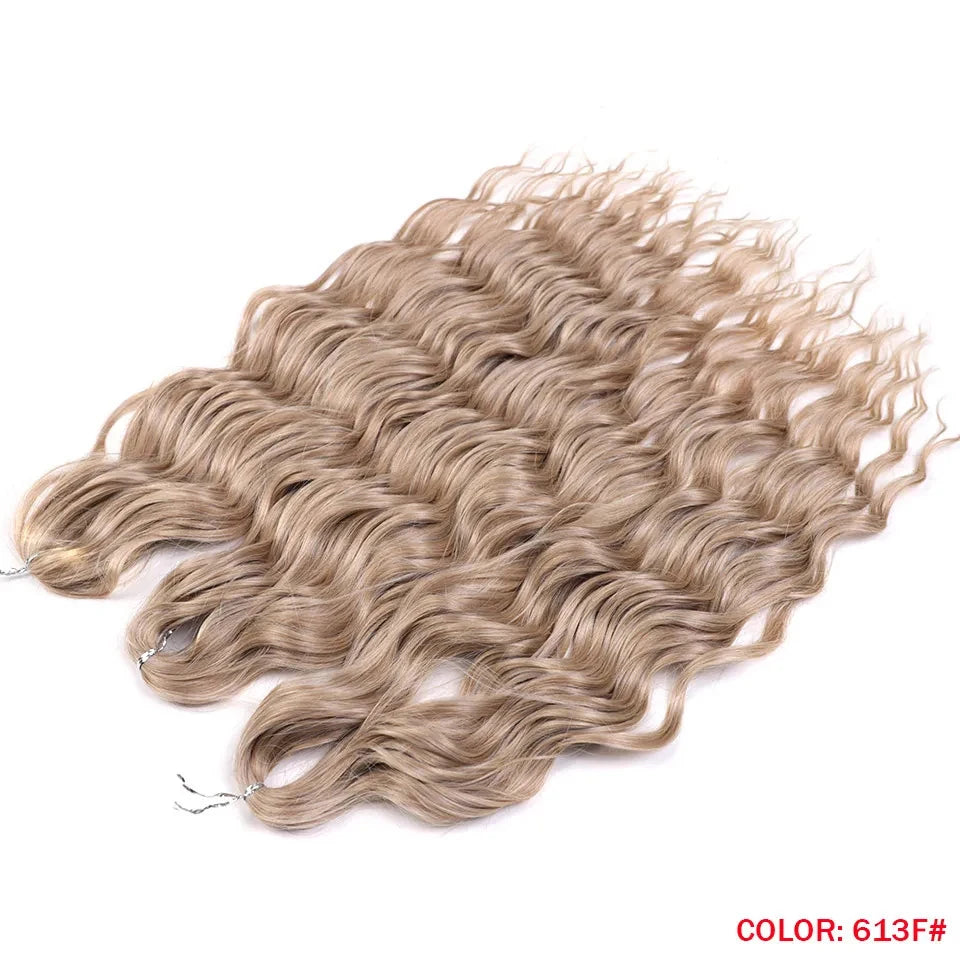Noble 24 Inch Synthetic Hair Water Wave Braiding Hair Extensions Ombre Rainbow color Deep Wave Curl Twist Crochet Hair Extension