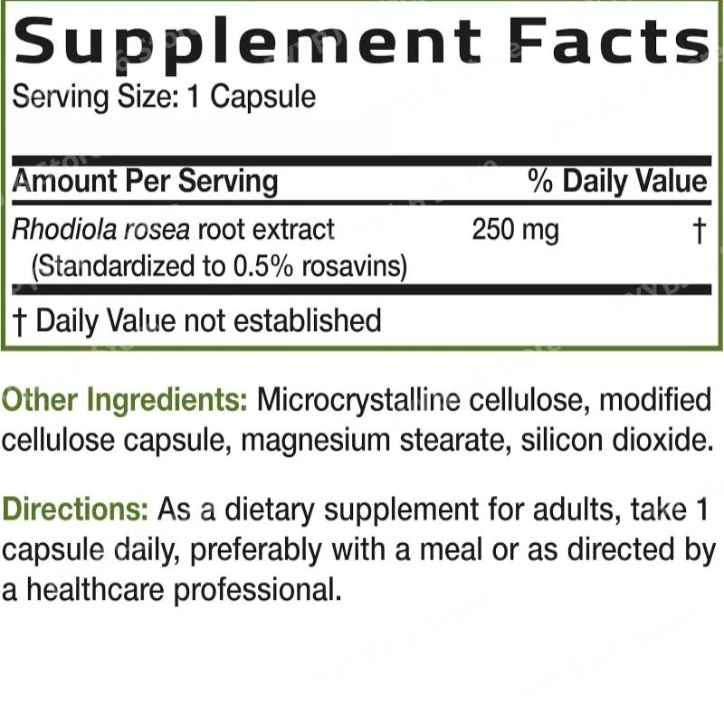 Rhodiola Rosea Supplement Support Overall Health Non-GMO Vegan Vegetarian Capsules 120 Count Natural Herbal Extract for Adult