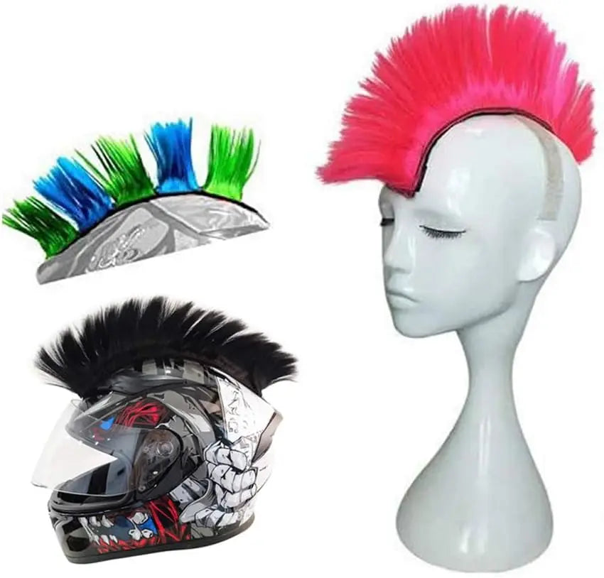 Synthetic Wigs Helmet Hawks Motorcycle Helmet Mohawk for Bicycle/Almost Helmet/Stick Reusable Design (Helmet Not Included)