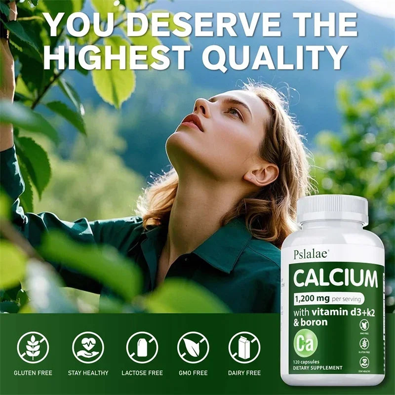 Calcium Supplement - Promotes Calcium Absorption, Boosts Energy, Strong Bones, Supports Heart & Muscle Health, Non-GMO