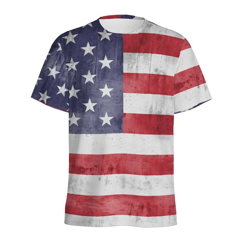 USA American Flag T-Shirts 3D Print Men Women Fashion Casual T Shirt Short Sleeve Oversized Harajuku Male Tops Tees Man Clothing