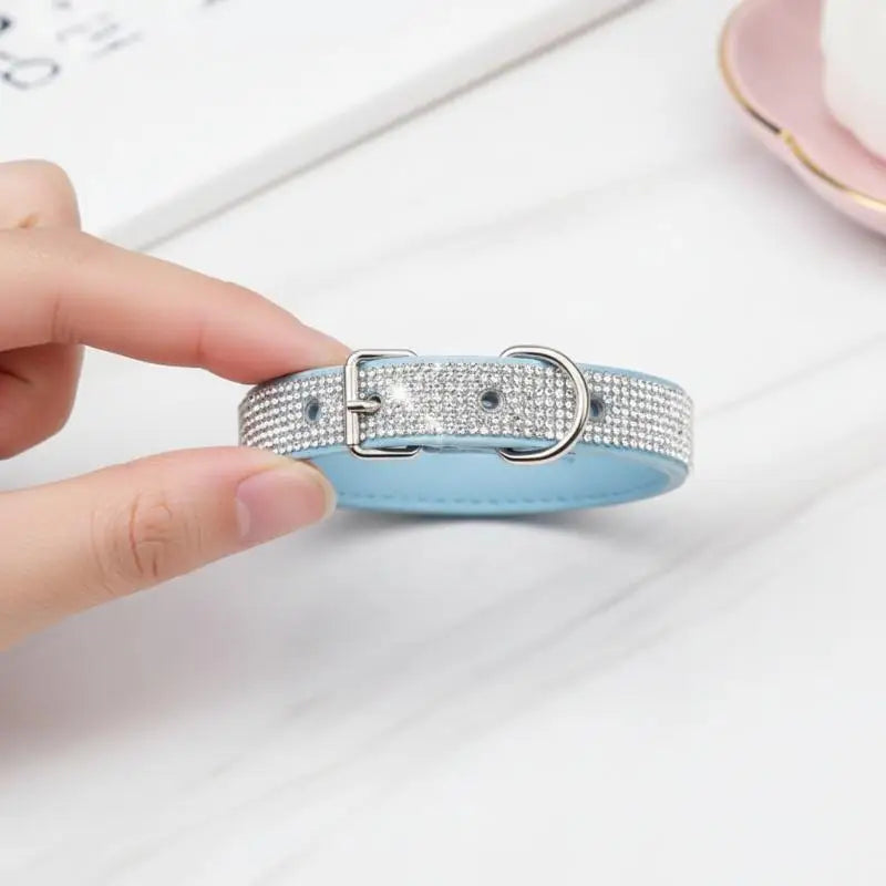 Crystal Dog Collar Comfortable Glitter Rhinestone Dog Collars Zinc Alloy Buckle Collar For Small Dogs Cats