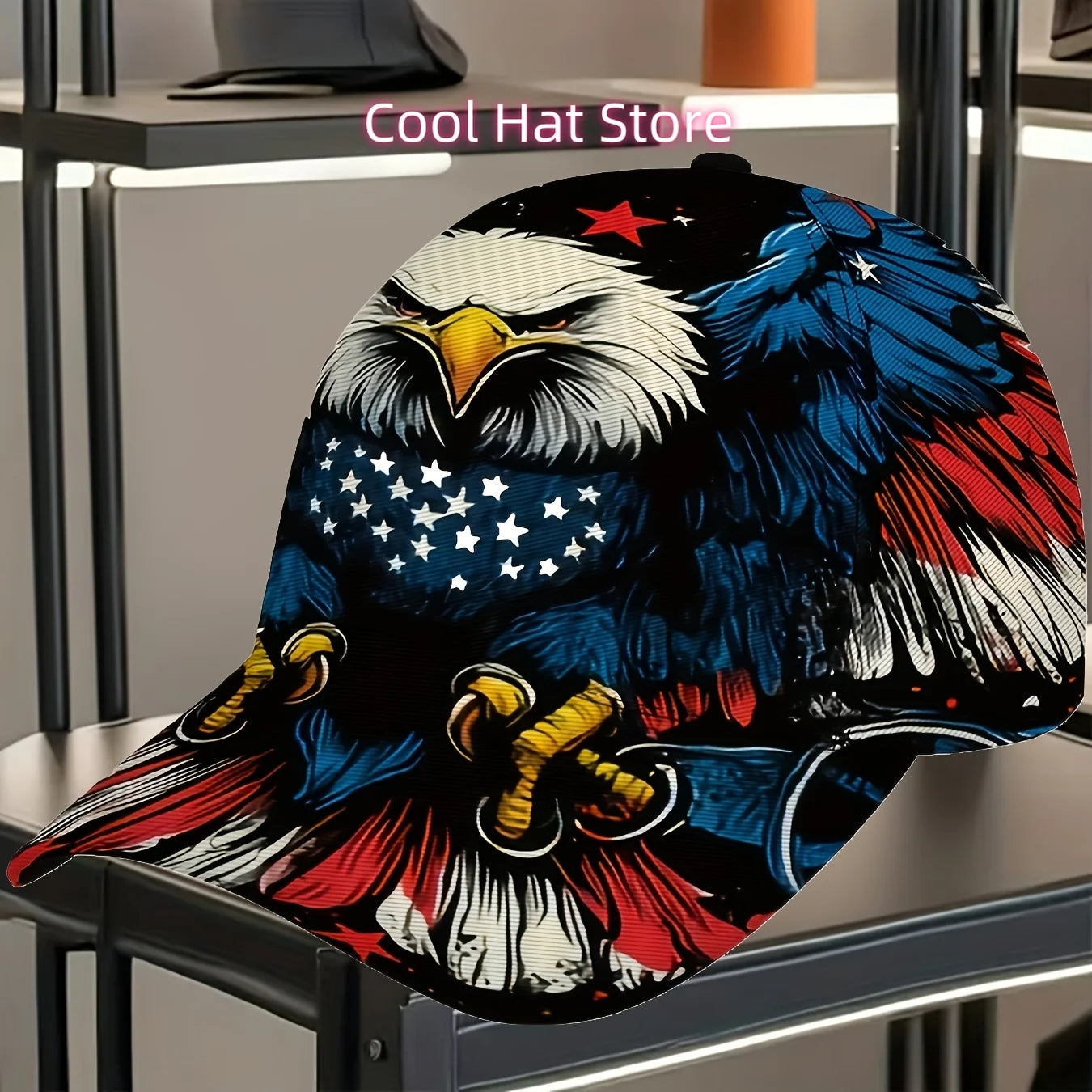 American Flag Eagle Printed Baseball Cap, Patriotic Pattern Hat,  Street-style Cap, Unisex, Adjustable Size, Suitable for Daily