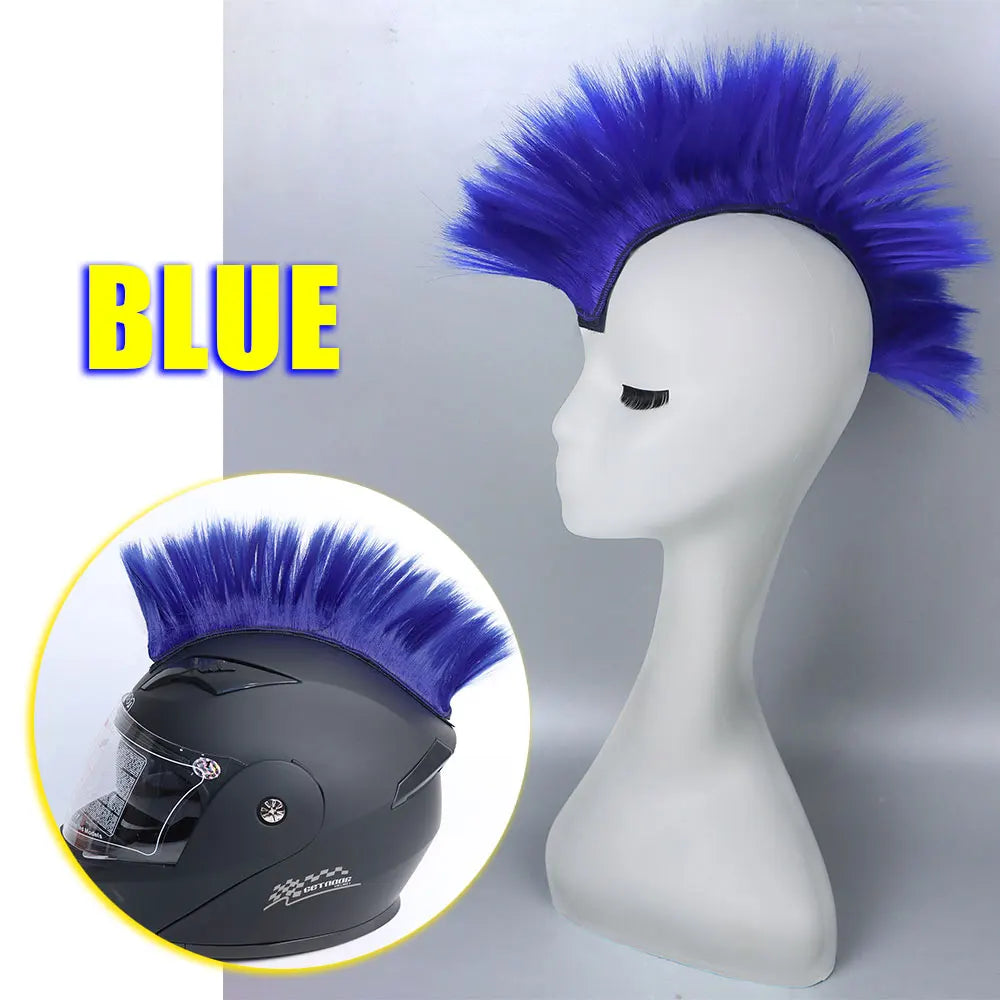 Helmet Mohawk Synthetic wig Decorative Riding Helmet Wig Adhesive Mohawk for Motorcycle Bicycle Ski lmost Helmet Accessories