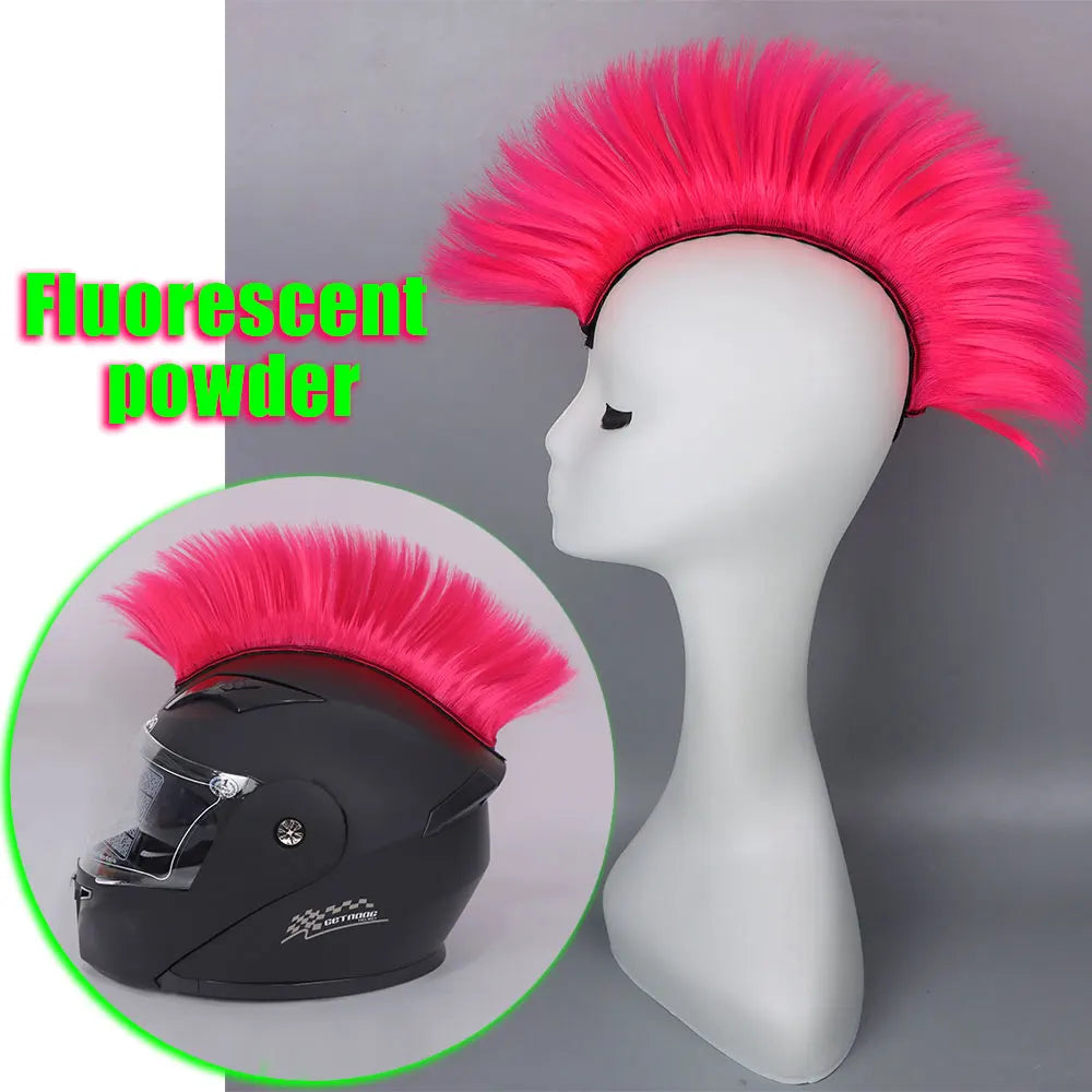 Helmet Mohawk Synthetic wig Decorative Riding Helmet Wig Adhesive Mohawk for Motorcycle Bicycle Ski lmost Helmet Accessories
