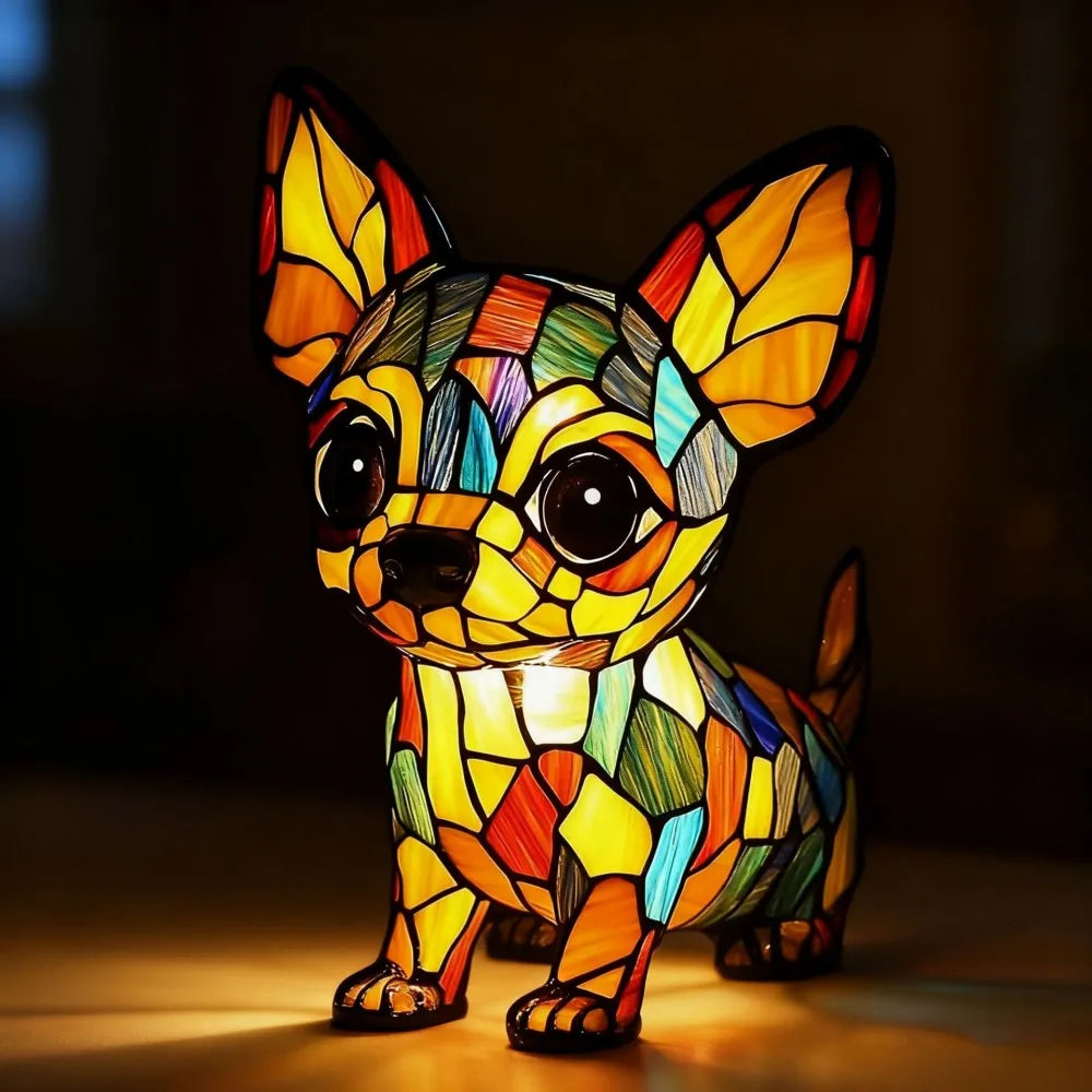 LED Night Light Glowing Dog Series Artistic Animal Statues French Bulldog Labrador Retriever Golden Retriever Resin Ornaments