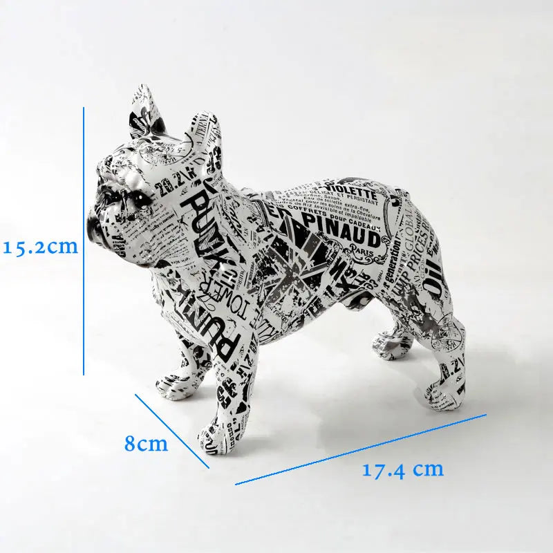 Creative Color Bulldog Chihuahua Dog Statue Figurine Resin Sculpture Home Office Bar Store Decoration Ornament Crafts