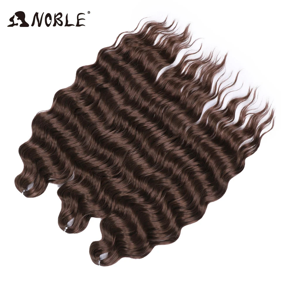 Noble 24 Inch Synthetic Hair Water Wave Braiding Hair Extensions Ombre Rainbow color Deep Wave Curl Twist Crochet Hair Extension